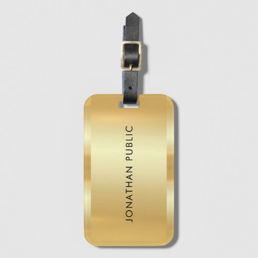 Faux Gold Glamor Trendy Modern Sjabloon Elegant Bagagelabel (Voorkant (verticaal))