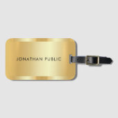 Faux Gold Glamor Trendy Modern Sjabloon Elegant Bagagelabel (Voorkant (horizontaal))