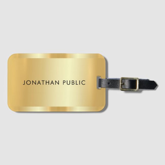 Faux Gold Glamor Trendy Modern Sjabloon Elegant Bagagelabel (Voorkant (horizontaal))