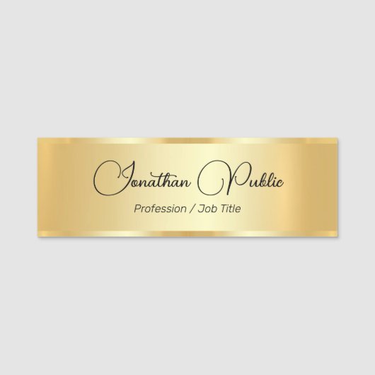 Faux Gold Glamor Typography Script Name Custom Naamplaatje (Voorkant)