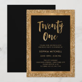 Faux Gold Glitter | 21e verjaardag Kaart (Voorkant / Achterkant)