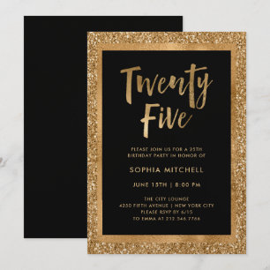 Faux Gold Glitter   25ste verjaardag Kaart