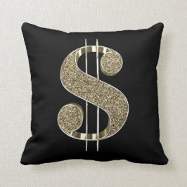 Faux Gold Glitter 3D Dollar Sign Kussen