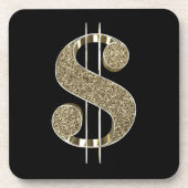 Faux Gold Glitter 3D Dollar teken Bier Onderzetter (Voorkant)