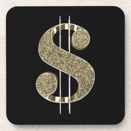 Faux Gold Glitter 3D Dollar teken Bier Onderzetter