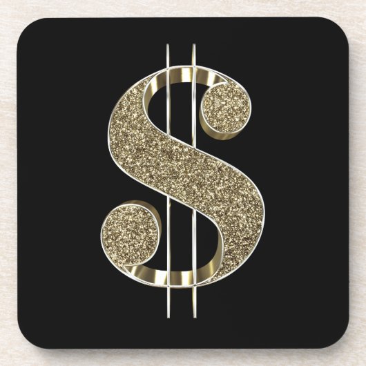 Faux Gold Glitter 3D Dollar teken Bier Onderzetter (Voorkant)