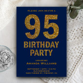 Faux Gold Glitter 95ste verjaardag Party uitnodigi Kaart