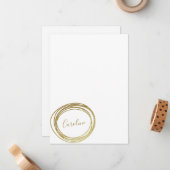 Faux Gold Glitter Abstracte Cirkelscriptnaam Notitiekaartje (Voorkant / Achterkant in situ)