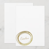 Faux Gold Glitter Abstracte Cirkelscriptnaam Notitiekaartje (Voorkant / Achterkant)