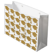Faux Gold Glitter Afstudeerder Pet Afstuderen Groot Cadeauzakje (Voorkant Gekanteld)