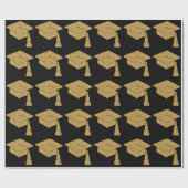 Faux Gold Glitter Afstudeerder Pet Cadeaupapier (Vlak)