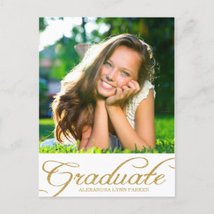 Faux Gold Glitter Afstudeerfeest Uitnodigen Briefk Uitnodiging Briefkaart