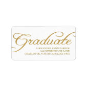 Faux Gold Glitter Afstuderen Adreslabel Etiket (Voorkant)