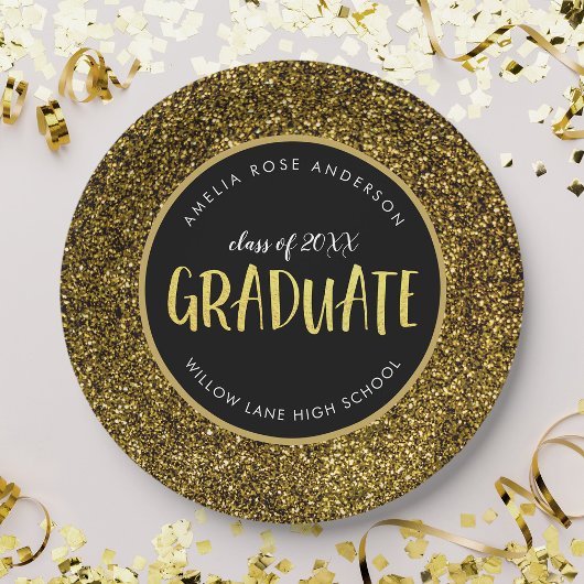 Faux Gold Glitter Afstuderen Afstuderen Papieren Bordje