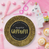 Faux Gold Glitter Afstuderen Afstuderen Papieren Bordje (Feest)