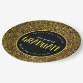 Faux Gold Glitter Afstuderen Afstuderen Papieren Bordje (Gekanteld)