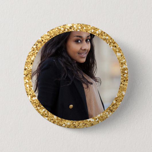 Faux Gold Glitter Afstuderen Student Foto Ronde Button 5,7 Cm (Voorkant)