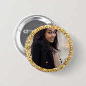 Faux Gold Glitter Afstuderen Student Foto Ronde Button 5,7 Cm (Voorkant /achterkant)