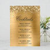 Faux Gold Glitter and Foil Cocktails Bar Menu (Staand voorkant)