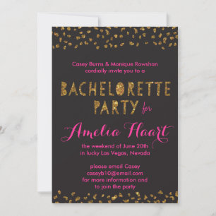 Faux Gold Glitter Animal Print Bachelorette Kaart