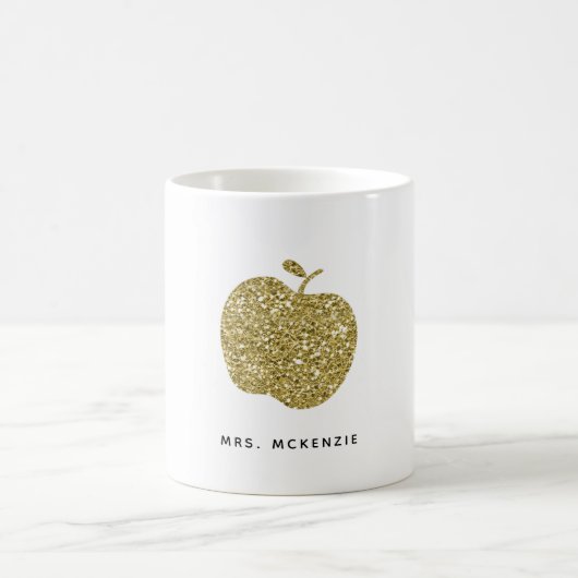 Faux Gold Glitter Apple | Mok voor leerling-koffie (Center)