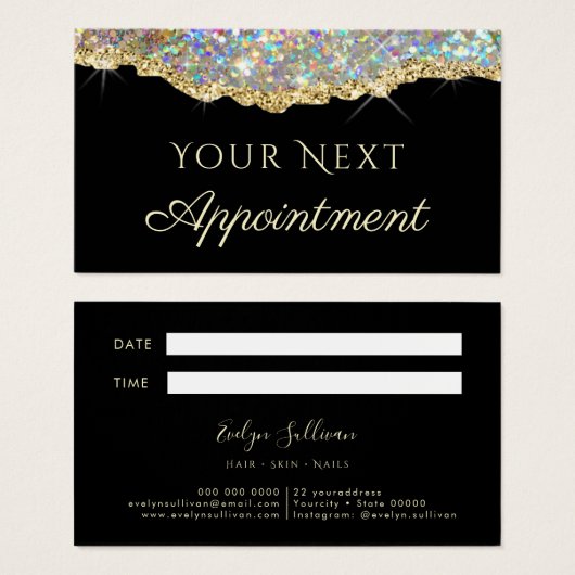 Faux Gold glitter Appointment Card Visitekaartje (Voorkant /achterkant)