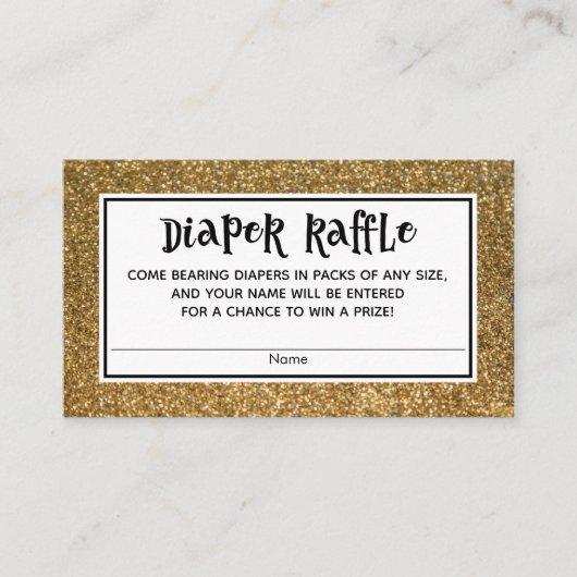 Faux Gold Glitter Baby shower Luier Raffle Kaarten (Voorkant)
