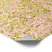 Faux Gold Glitter Background Patroon Sparkle Pink Poster (Hoek)