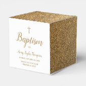Faux Gold Glitter Baptism with Cross Personalized Bedankdoosjes (Achterkant)