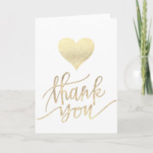 Faux Gold Glitter Bedankt script en hart