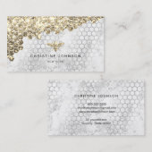 Faux Gold Glitter Bee op grijs Visitekaartje (Voorkant / Achterkant)
