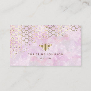 Faux Gold Glitter Bee op roze achtergrond Visitekaartje
