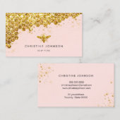 Faux Gold Glitter Bee op roze achtergrond Visitekaartje (Voorkant / Achterkant)