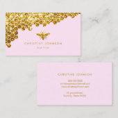 Faux Gold Glitter Bee op roze achtergrond Visitekaartje (Voorkant / Achterkant)