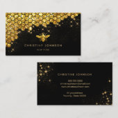 faux gold glitter bee visitekaartje (Voorkant / Achterkant)
