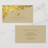 faux gold glitter bee visitekaartje (Voorkant / Achterkant)