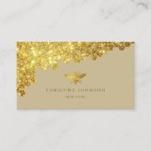 faux gold glitter bee visitekaartje (Voorkant)