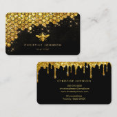 faux gold glitter bee visitekaartje (Voorkant / Achterkant)
