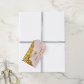 faux gold glitter bij roze vormgeving cadeaulabel (Met Touw)