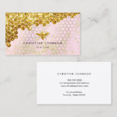 faux gold glitter bij roze vormgeving visitekaartje (Voorkant / Achterkant)