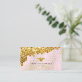 faux gold glitter bij roze vormgeving visitekaartje (Staand voorkant)