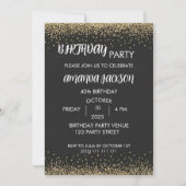 Faux Gold Glitter Black 40th Birthday Kaart (Voorkant)