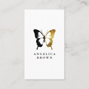 Faux Gold Glitter & Black Butterfly Visitekaartje