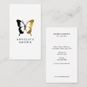 Faux Gold Glitter & Black Butterfly Visitekaartje (Voorkant / Achterkant)