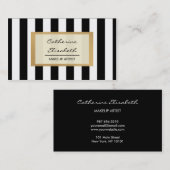 Faux Gold Glitter, Black Stripes, Makeup Artist Visitekaartje (Voorkant / Achterkant)