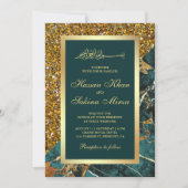 Faux Gold Glitter Blauwgroen Groen Marmer Moslim B Kaart (Voorkant)