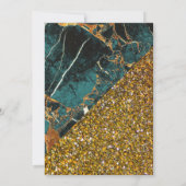 Faux Gold Glitter Blauwgroen Groene Marmer Quincea Kaart (Achterkant)