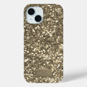 Faux Gold Glitter Bling Sparkle Monogram Case-Mate iPhone Case (Achterkant)