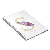 Faux Gold Glitter Bloemen Letter S Monogram Notitieboek (Rechterzijde)