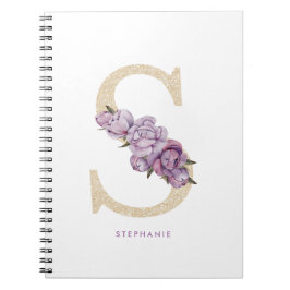  Faux Gold Glitter Bloemen Letter S Monogram Notitieboek